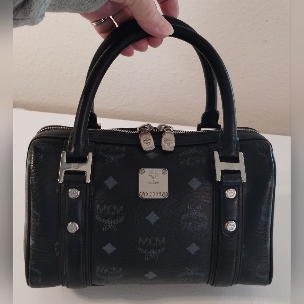 MCM Mini Boston Bag Black Visetos - Picture 12 of 12